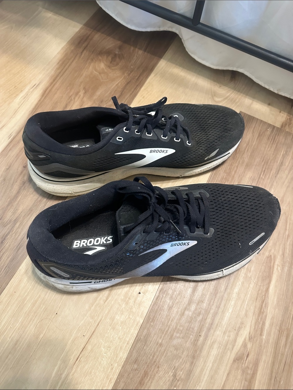 Brooks Black and White Mesh Running Sneakers